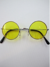 60's Hippie Round Yellow - Novelty Sunglasses 